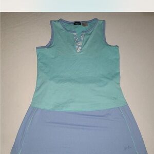 Women's Kaelin Aqua and Periwinkle Tennis, Pickleball or Gold top and skirt set